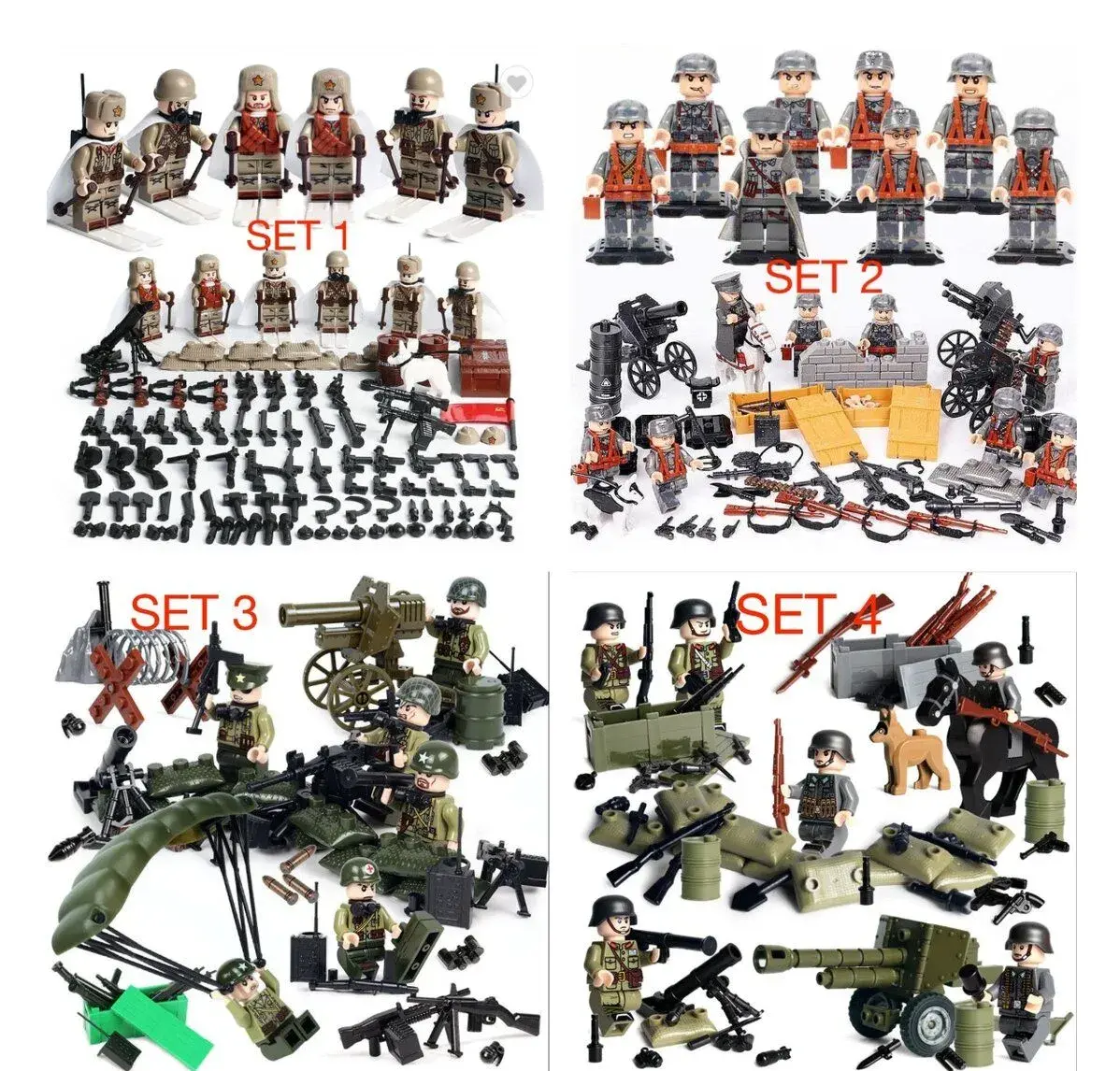 Rôzne sety vojakov 4 + doplnky - typ lego - nové