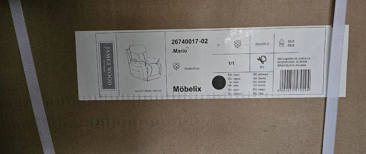 nevybalené kreslo s el. ovládaním