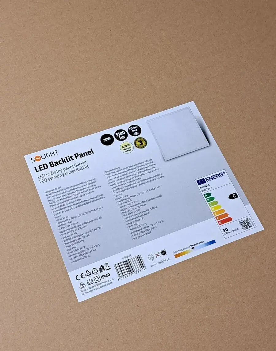 Solight Backlit Led panel 5ks nové