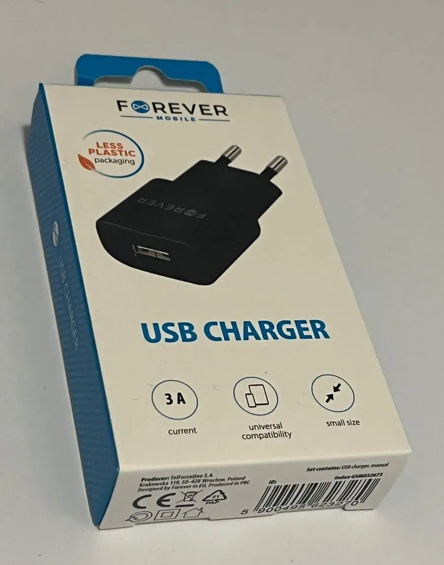 10× Forever TC-01 – USB nabíjačka 15W, 3A – originálne balen