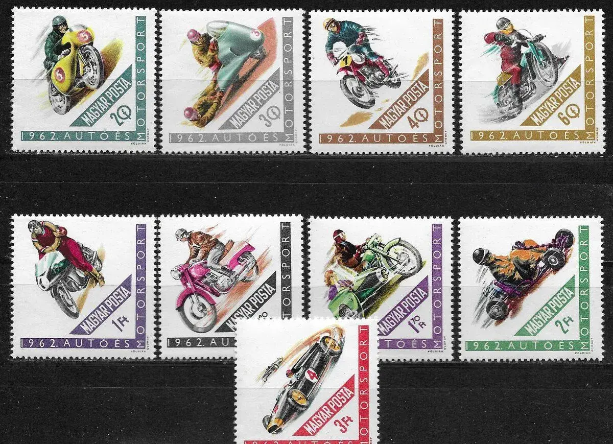 MAĎARSKO⚽(FIL.101.) 1962 Motorcycling - čistá. lep