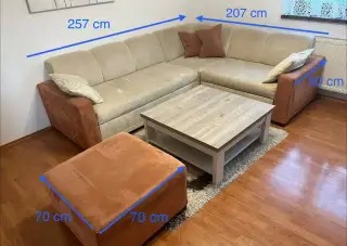 Rohová sedačka s taburetom