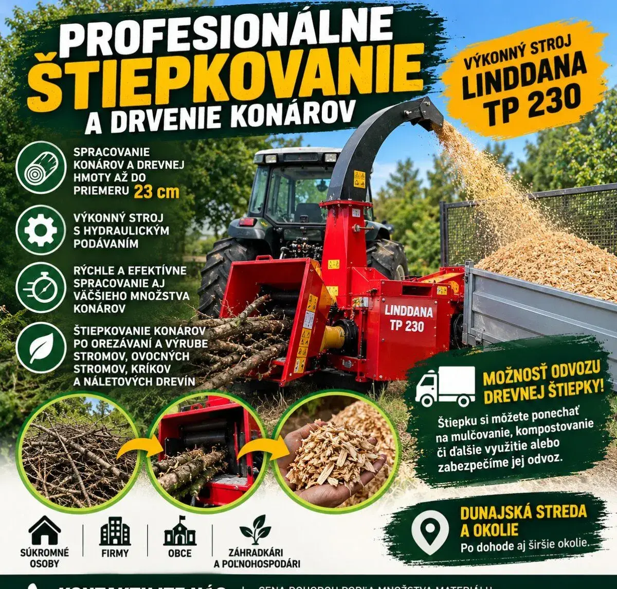Profesionálne štiepkovanie a drvenie konárov