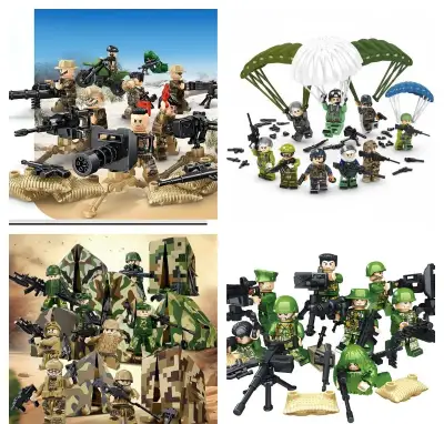 Rôzne sety vojakov 7 + doplnky - typ lego - nové