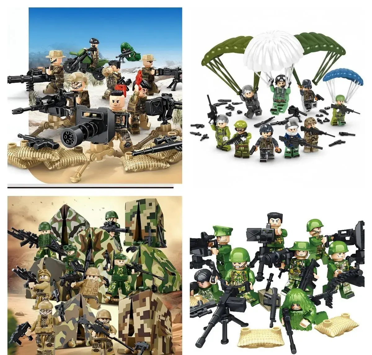 Rôzne sety vojakov 7 + doplnky - typ lego - nové