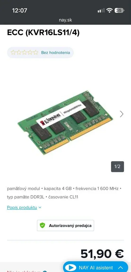 SO-DIMM DDRAM3 Kingston 4GB
