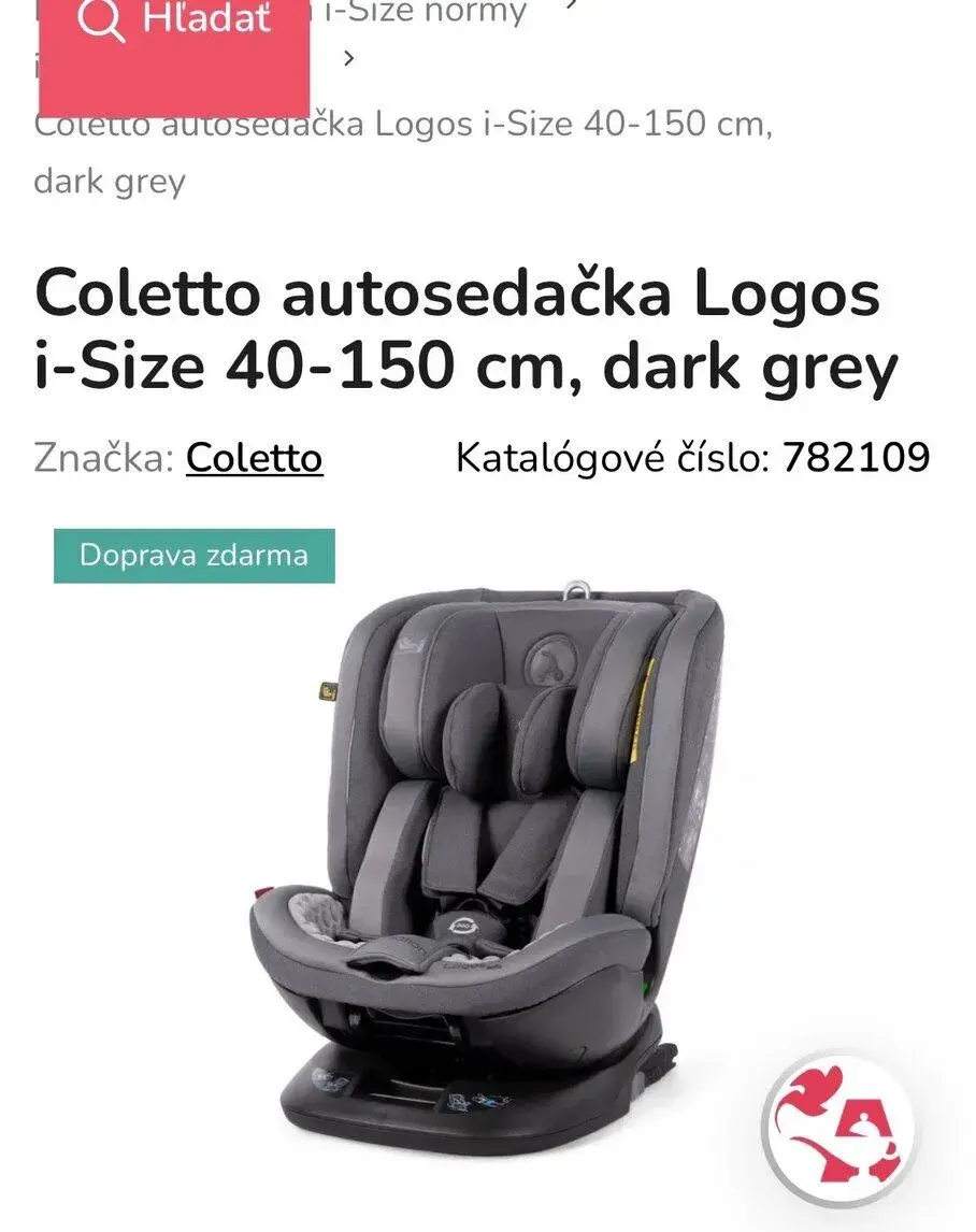 Coletto autosedačka Logos i-Size 40-150 cm, dark grey