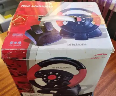 Nový Retro volant s pedálmi pre PC – Speedlink Red Lightning