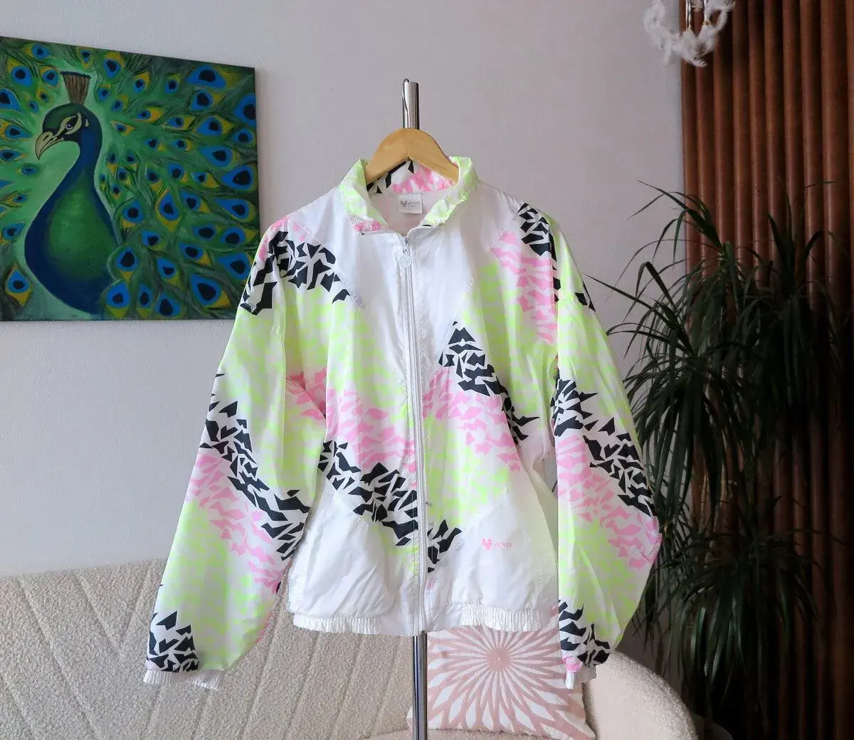 Vintage 80s/90s Neon windbreaker overzize Unisex veľ-L