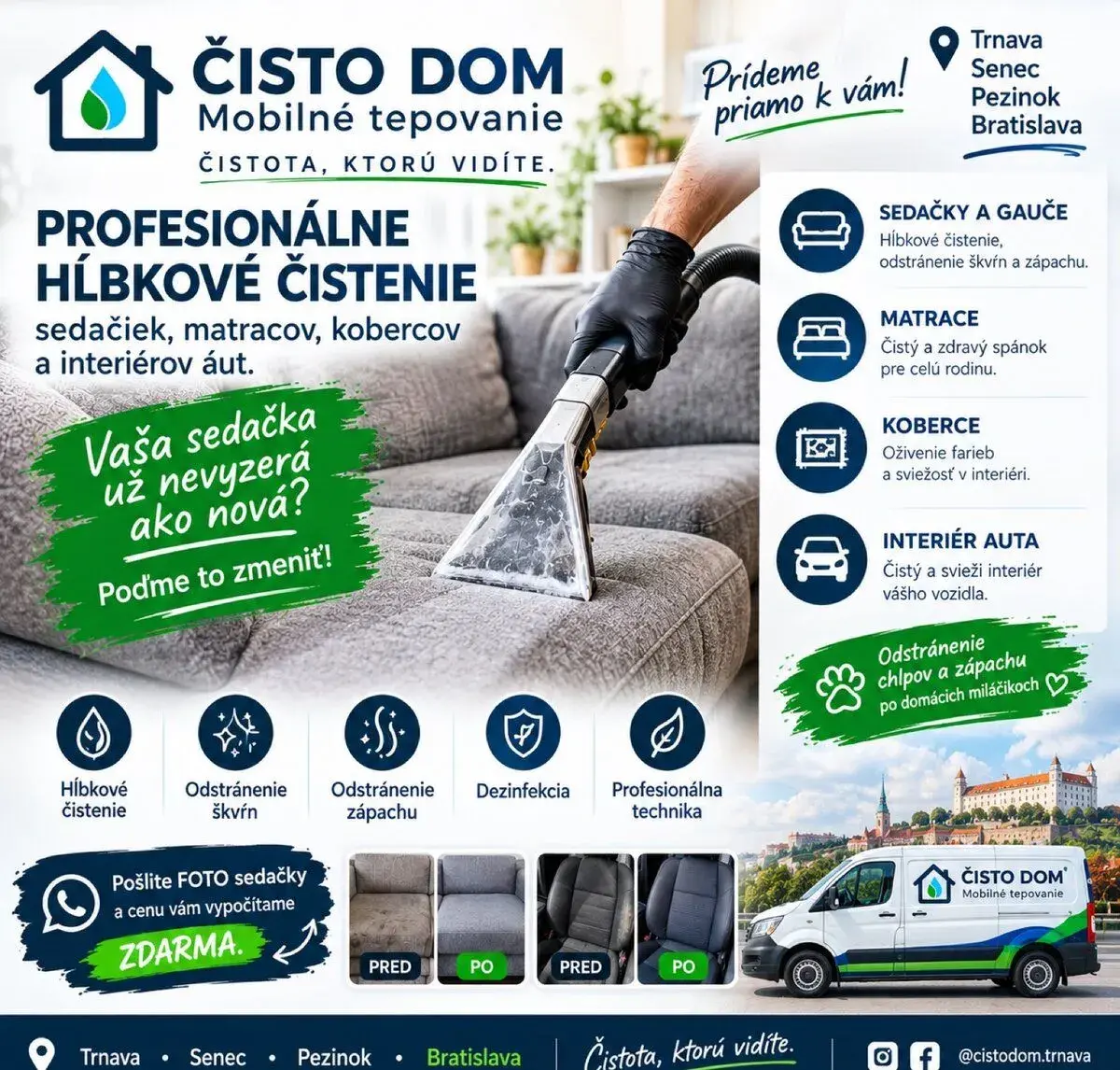 🧼 ČISTO DOM – Tepovanie sedačiek a matracov
