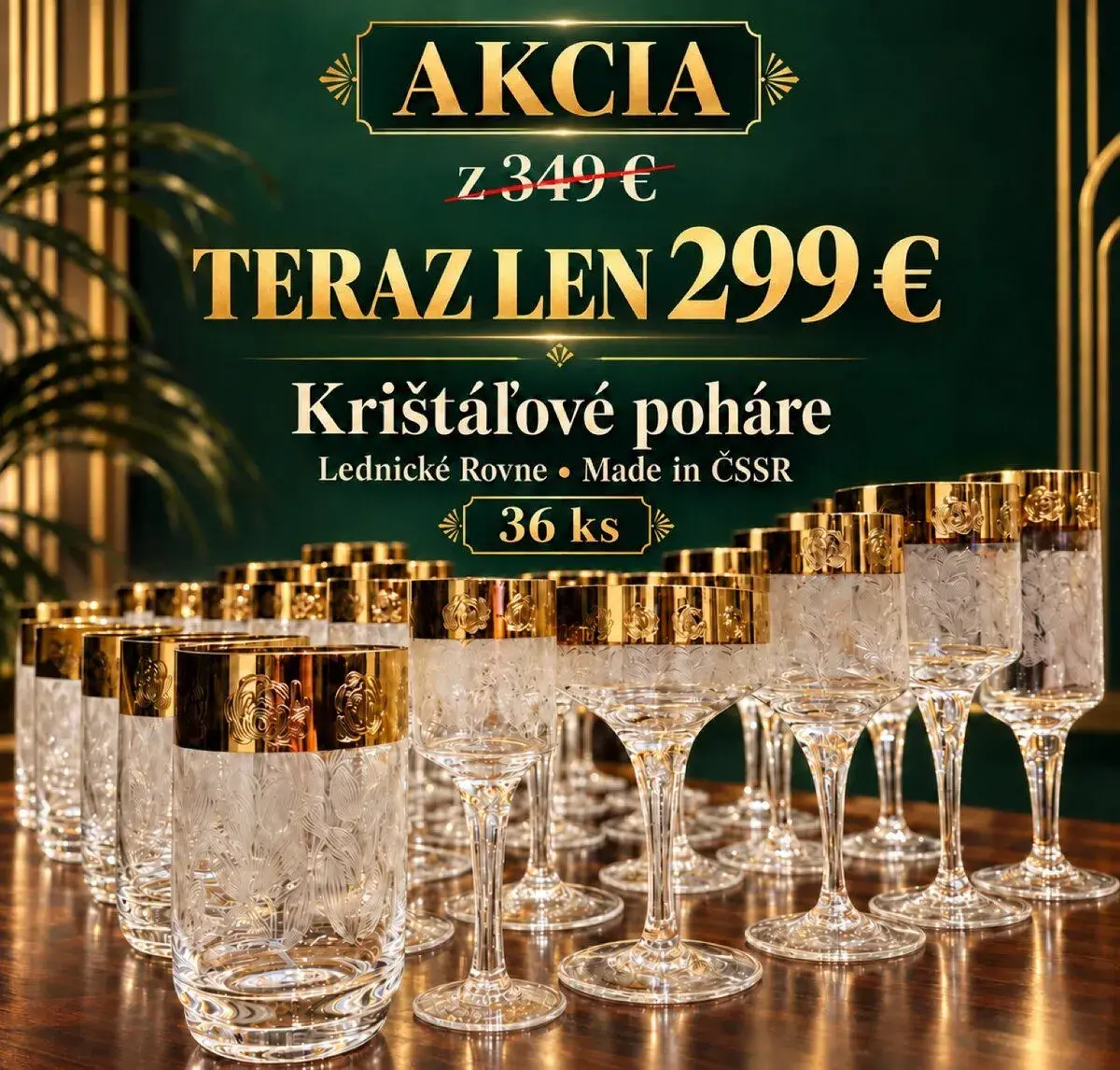 Retro Krištálové poháre Lednické Rovne 36-72 ks