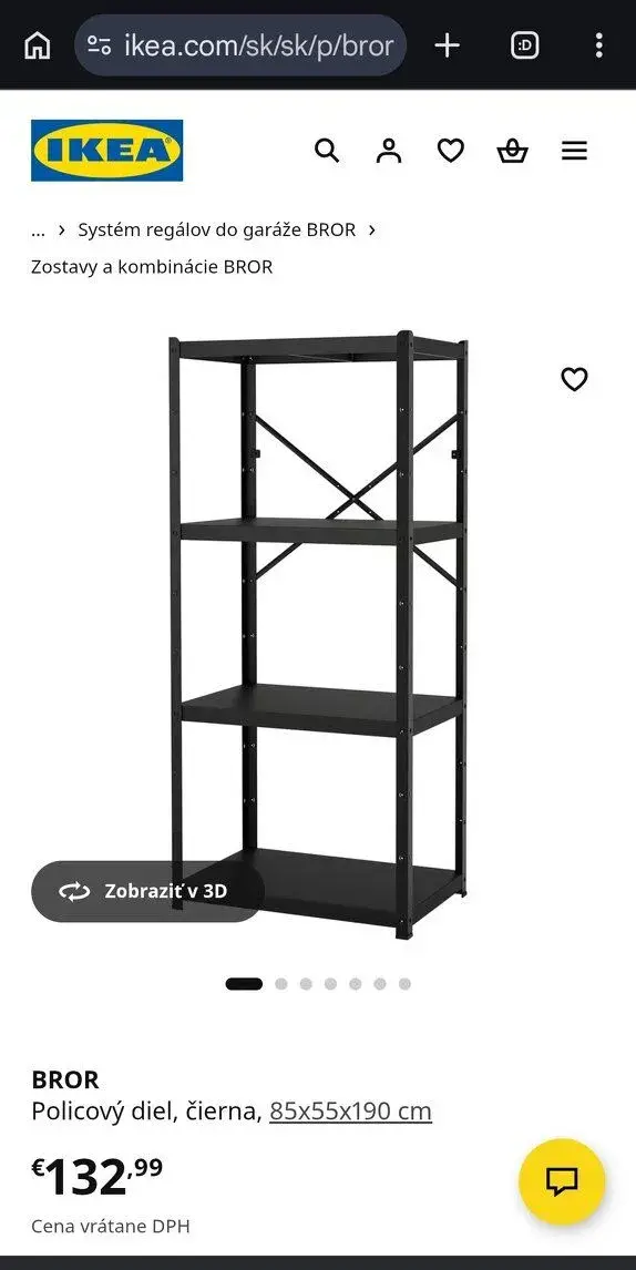 Ikea Bror - oceľové regále 85x55x190 cm