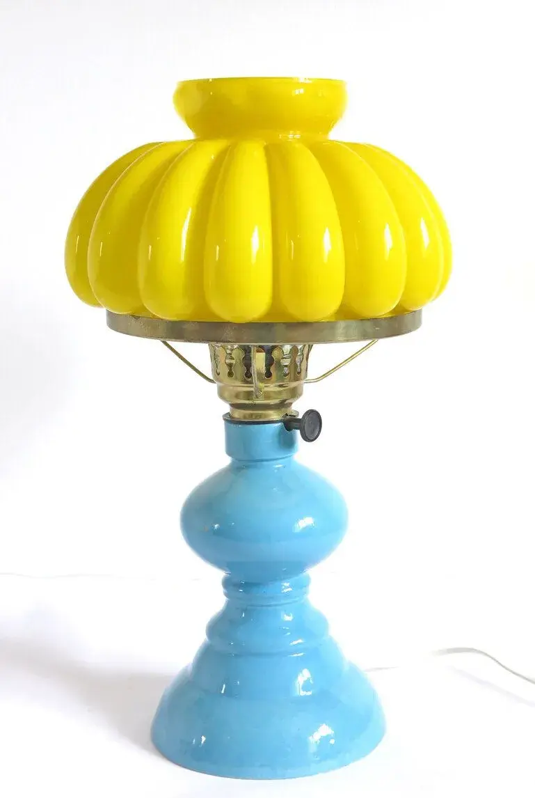 Retro sklenená stolová Lampa Polsko 1970te roky
