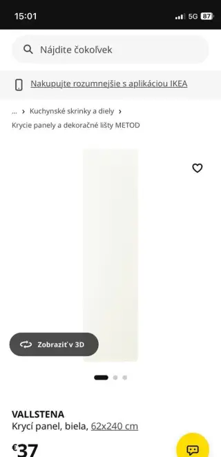 Krycí panel Ikea 240x62cm (förbatra)