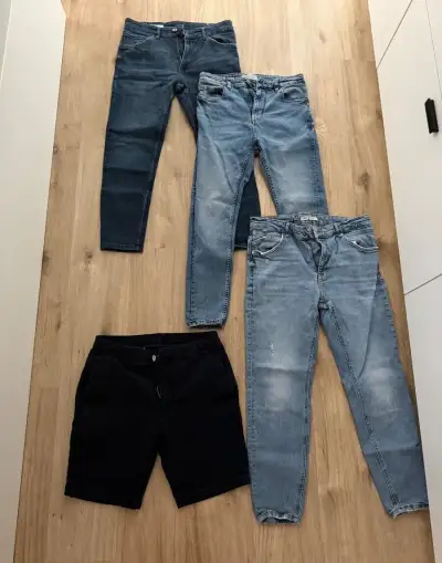 3x pánske rifle Zara 44 a Pull and Bear 42 a ZARA šortky