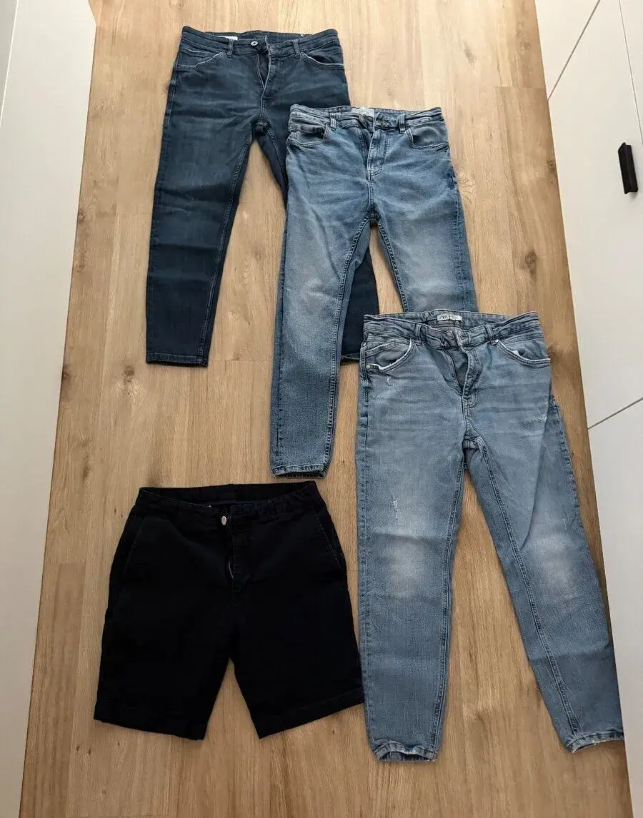 3x pánske rifle Zara 44 a Pull and Bear 42 a ZARA šortky