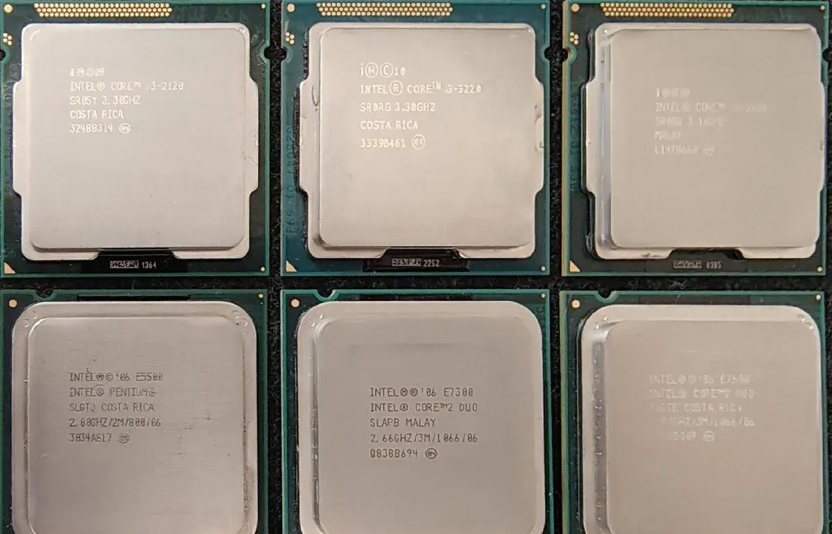 Rôzne CPU Intel Core i5, i3, Core 2 Duo, Pentium