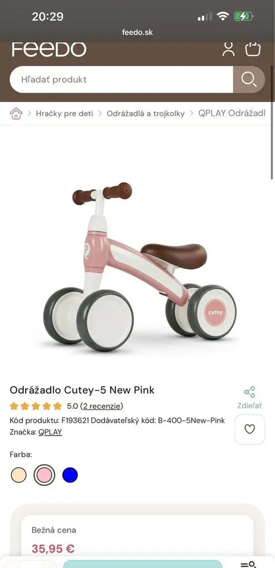 Odražadlo ružové cutey 5 new pink