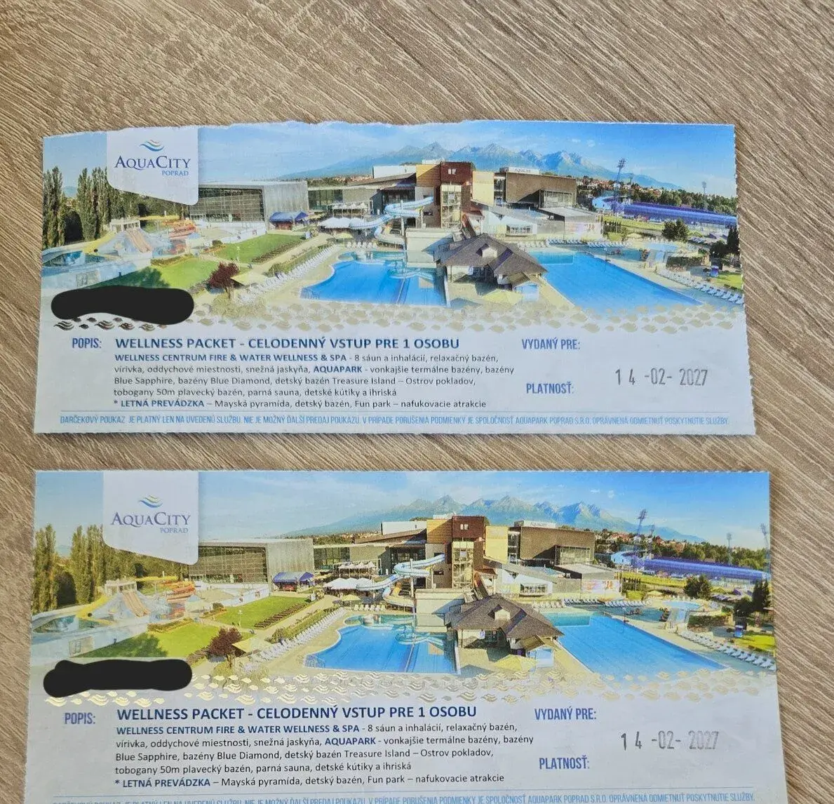 Aquacity wellness packet lístok