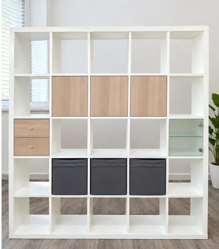 IKEA KALLAX 5x5 (182x182 cm), biela + bohaté príslušenstvo (