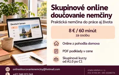 Skupinové online doučovanie nemčiny – 8 € / 60 min