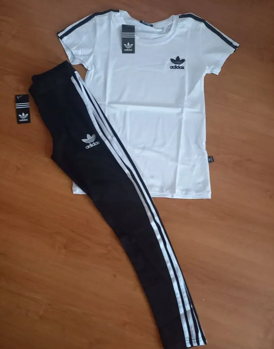 komplet adidas ,biele tricko