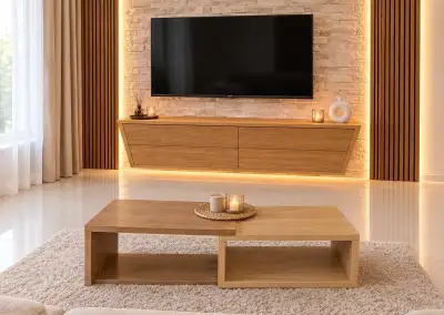 Masívny dubový TV stolík a konferenčný stôl