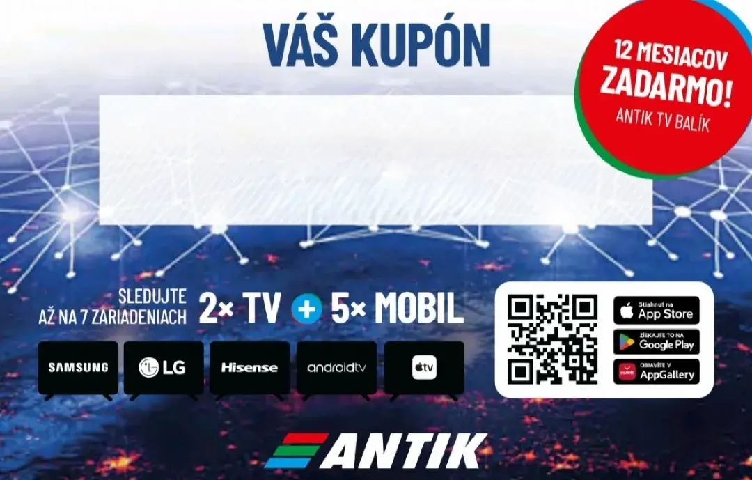 Antik Tv voucher predplatne na 12 mesiacov