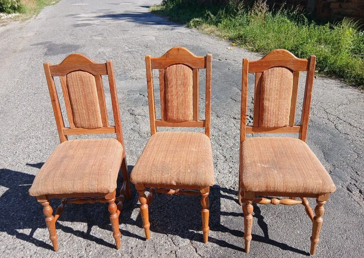 Jedálenské stoličky - drevené, retro, 3 ks
