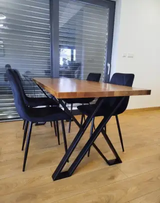 Kovové podnože na stôl tvar X – čierne 2 ks
