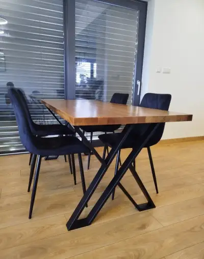 Kovové podnože na stôl tvar X – čierne 2 ks