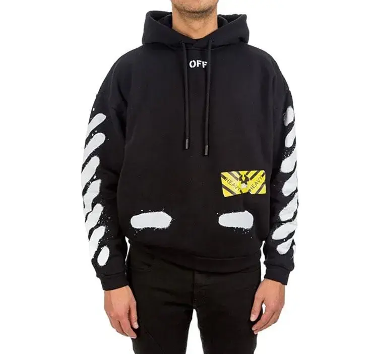 Off-White Splash-Ink Graffiti Stripe Boack Hoodie UNISEX