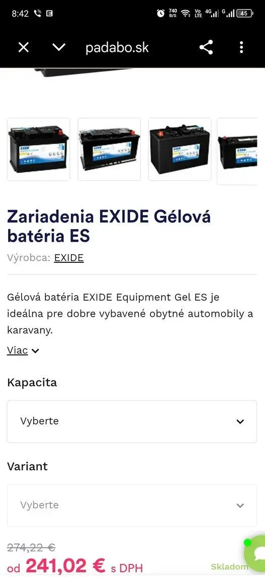 Gélová bateria Exide