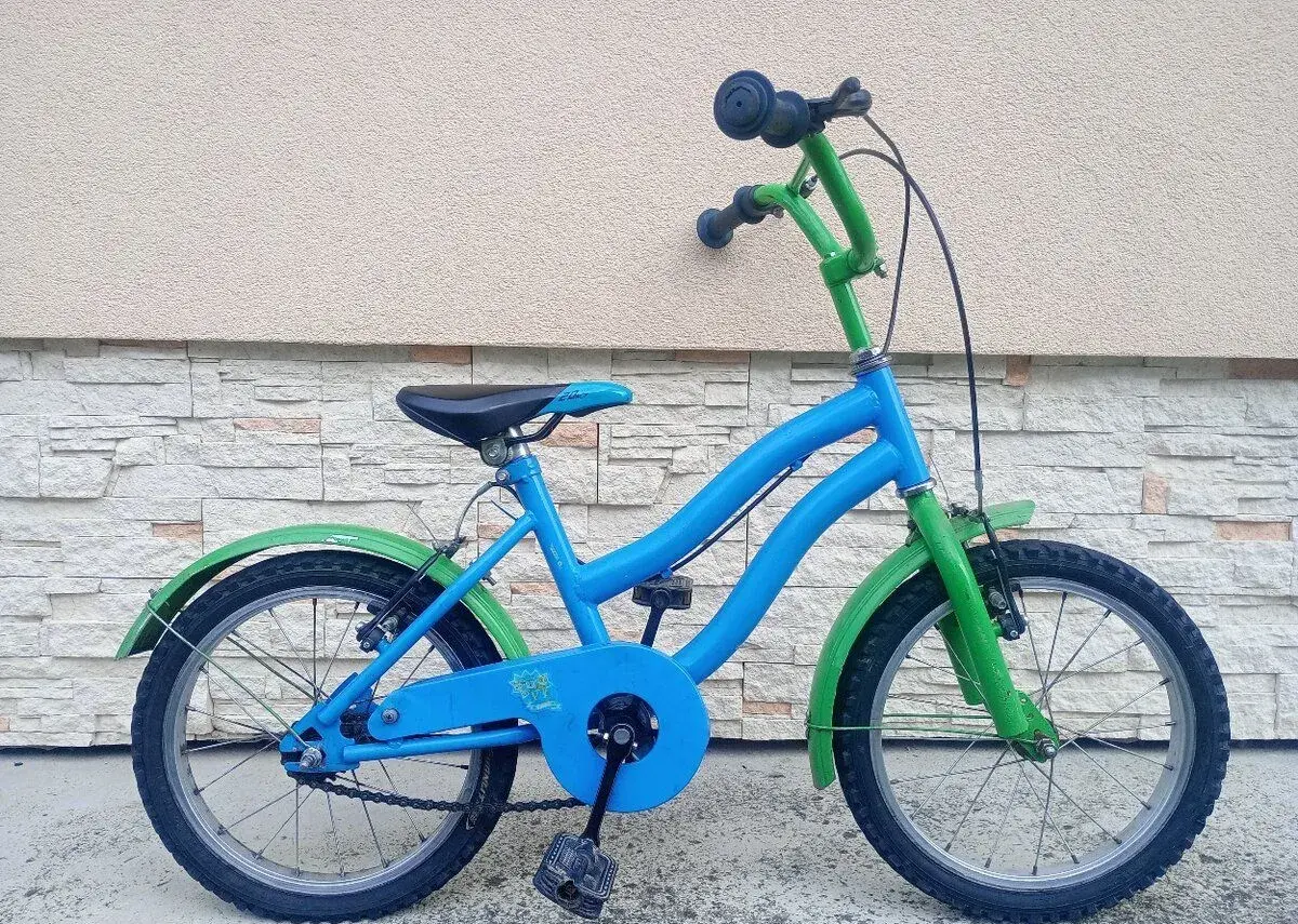 Pekný - modro zelený detský bicykel 16 "