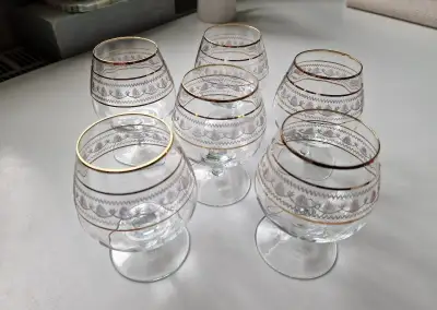 Luxusná sada pohárov na koňak / brandy – 6 ks (zlatené)