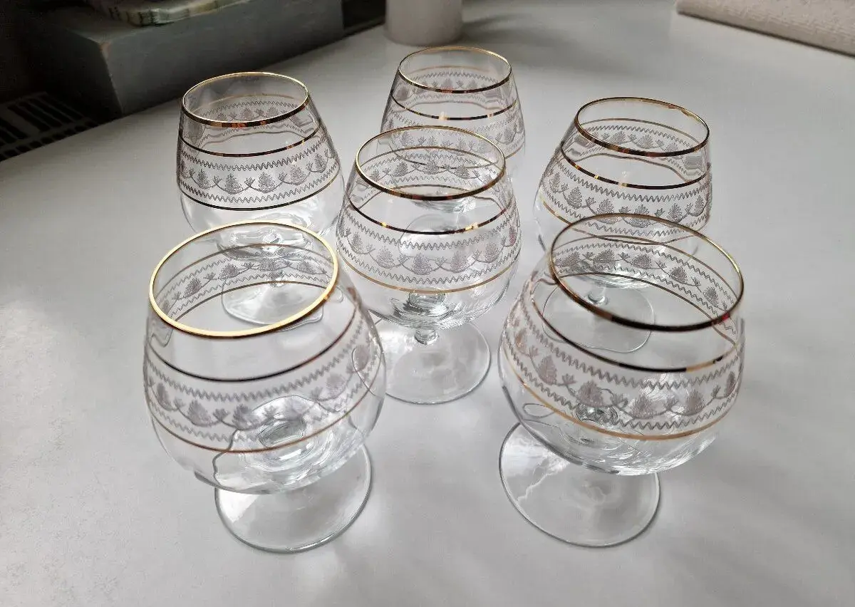 Luxusná sada pohárov na koňak / brandy – 6 ks (zlatené)