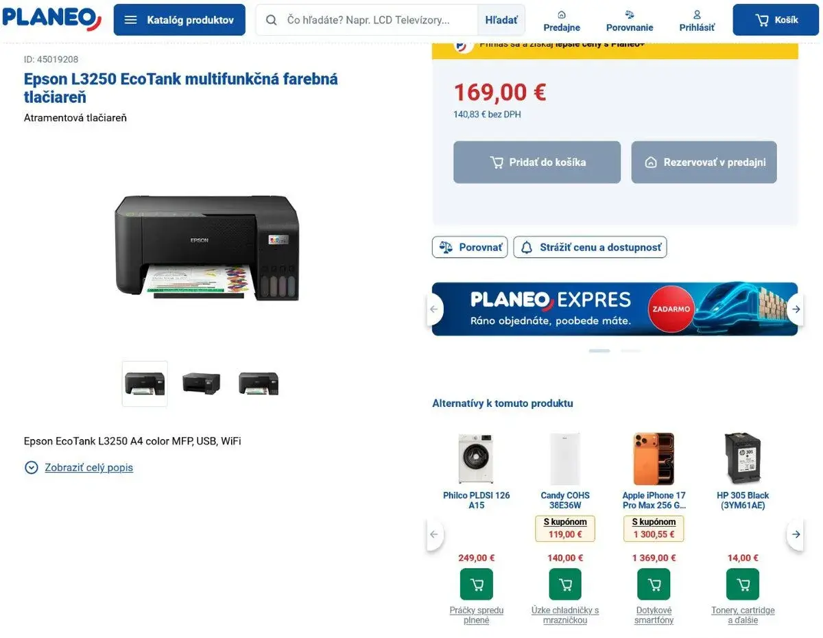 Úplne novú tlačiareň EPSON L3250 neštartovanú.Wi-Fi