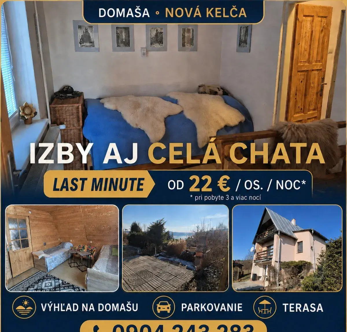 Ubytovanie Domaša – Nová Kelča: izby od 22 €, aj celá chata