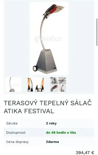 Terasový plynový ohrievač ATIKA FESTIVAL – 250 €/ks