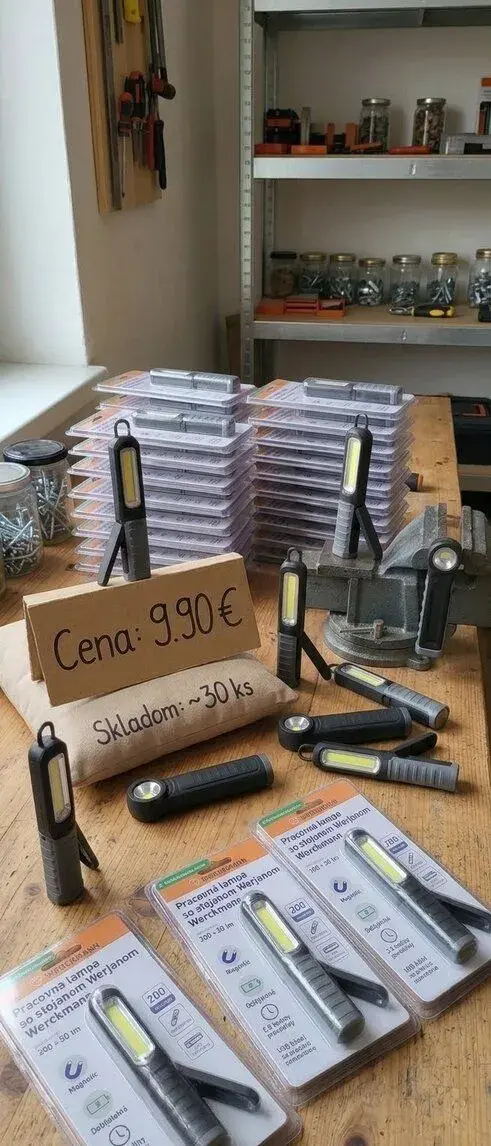 Výkonná LED Pracovná Lampa (200 + 100 lm,Magnet, Hák