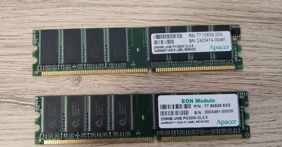 RAM 2x256MB (512MB) DDR1 Apacer PC3200 CL 2,5