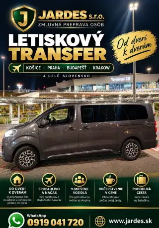 Letiskový transfer a preprava osôb - svadby, firemné akcie
