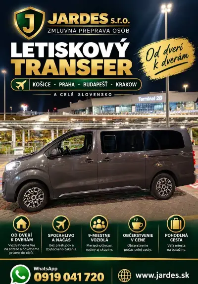 Letiskový transfer a preprava osôb - svadby, firemné akcie