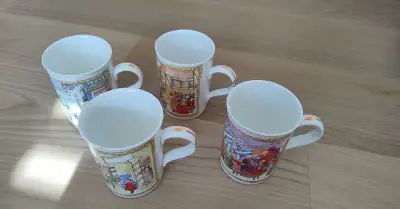 Súprava 4 porcelánových šálok Eduscho, vianočný motív