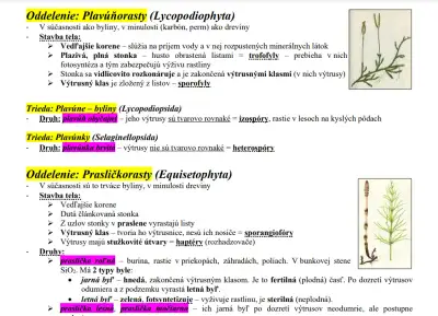 Poznámky SYSTÉM RASTLÍN