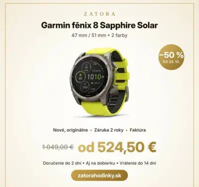 Garmin fēnix Sapphire Solar – len za 524,50€