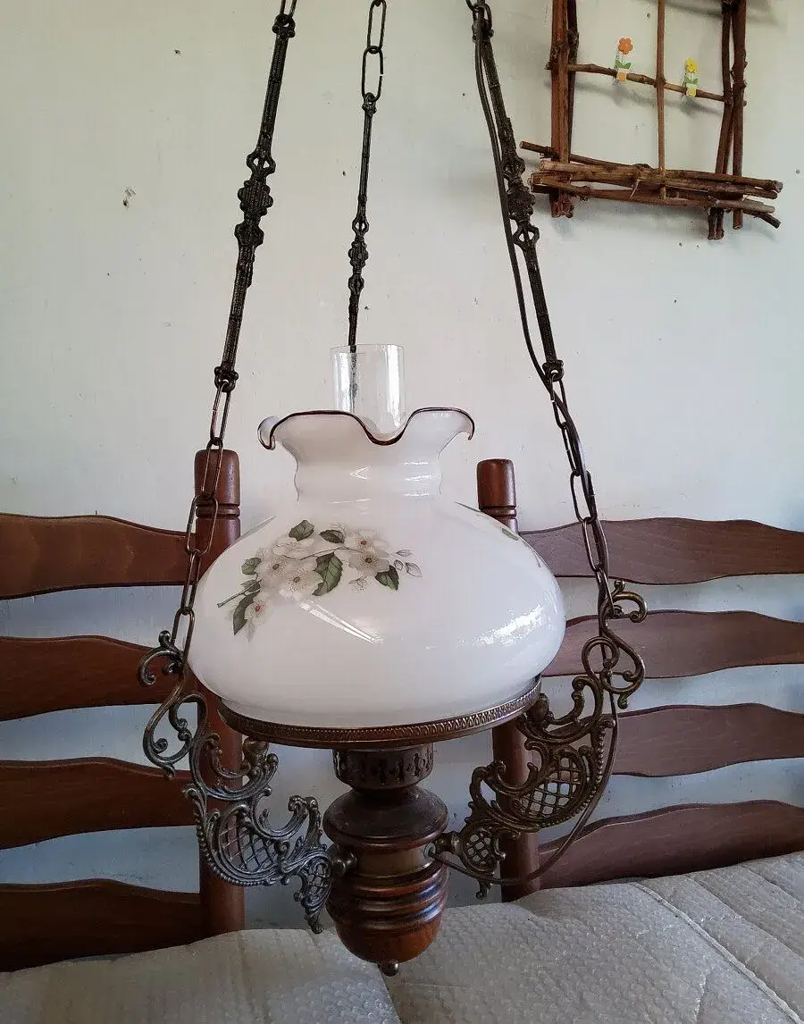 mosadzná stropná lampa na el. štýl petrolejka