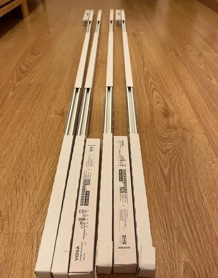 IKEA VIDGA koľajnica na záves 140 cm, biela – 4 ks