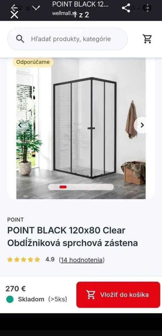 Nový sprchovú zástenu rozmer 120x80
