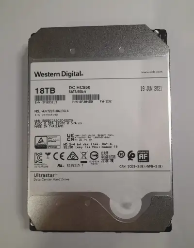 WD Ultrastar HC550 18TB SATA (WUH721818ALE6L4) – SMART OK
